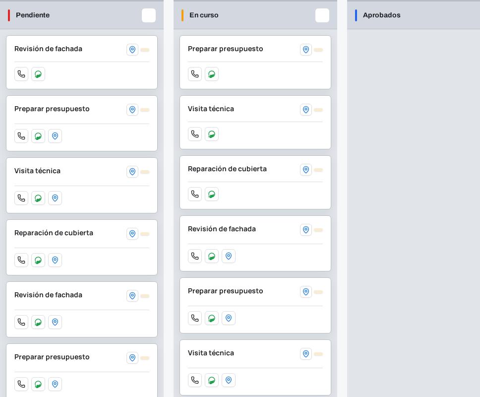 Tablero real de Verticalia 360 con tareas de ejemplo organizadas por columnas